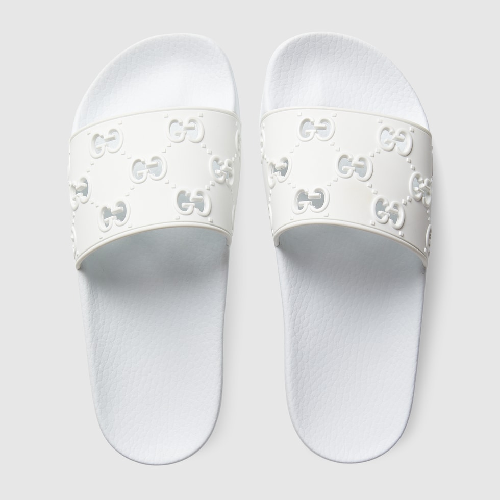 White Rubber Women's GG Slide Sandal GUCCI® UK