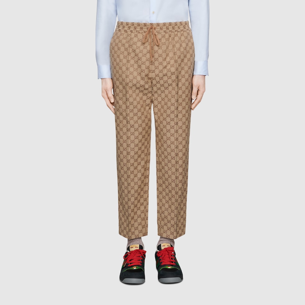 GG canvas track bottoms in camel/ebony GG canvas | GUCCI® US