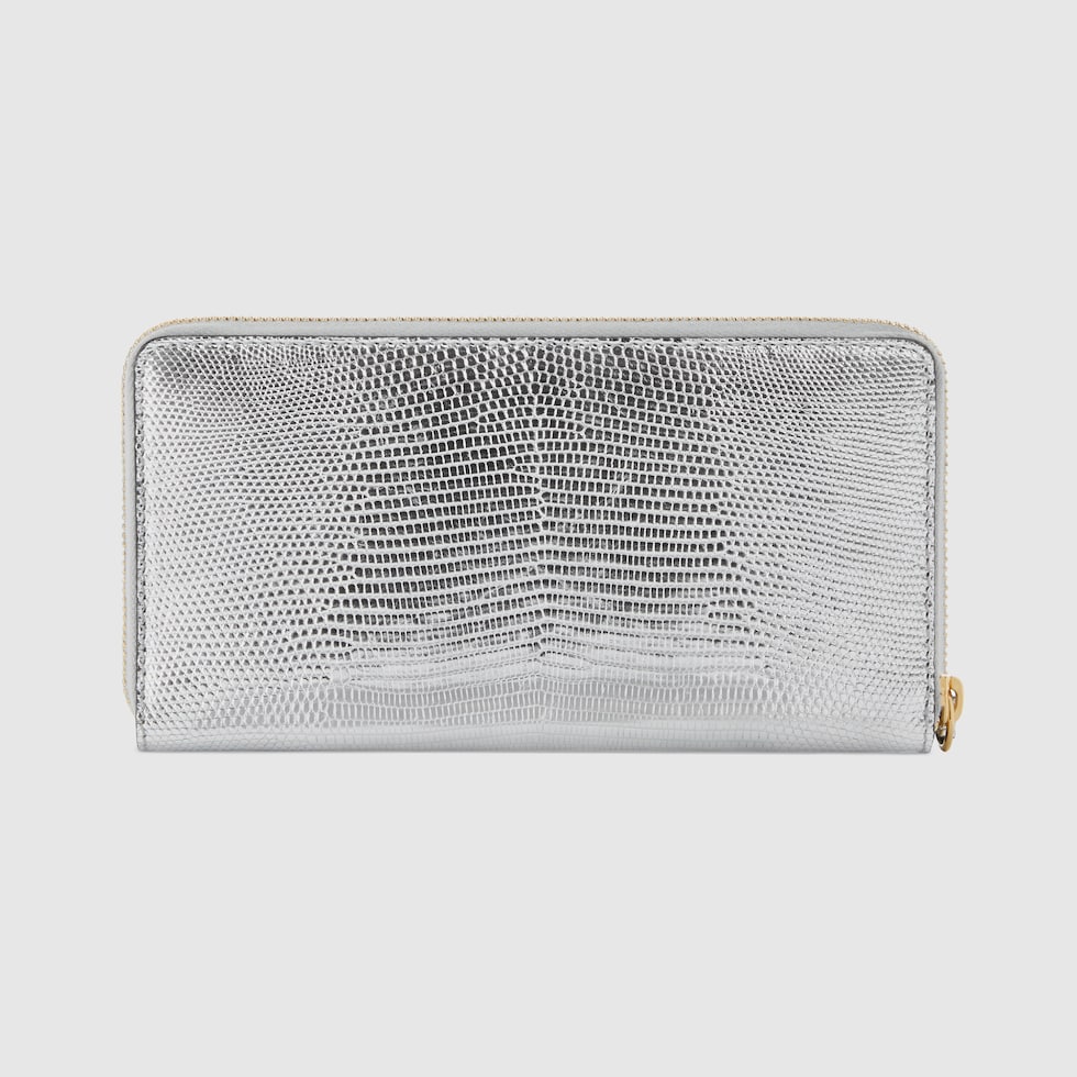 GGマーモント〕リザード ジップアラウンドウォレット ・シルバー