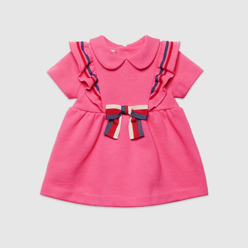 Pink Cotton Baby Dress With Bow GUCCI® US