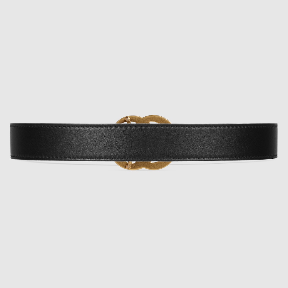 Black Leather Children s Double G Belt GUCCI UK