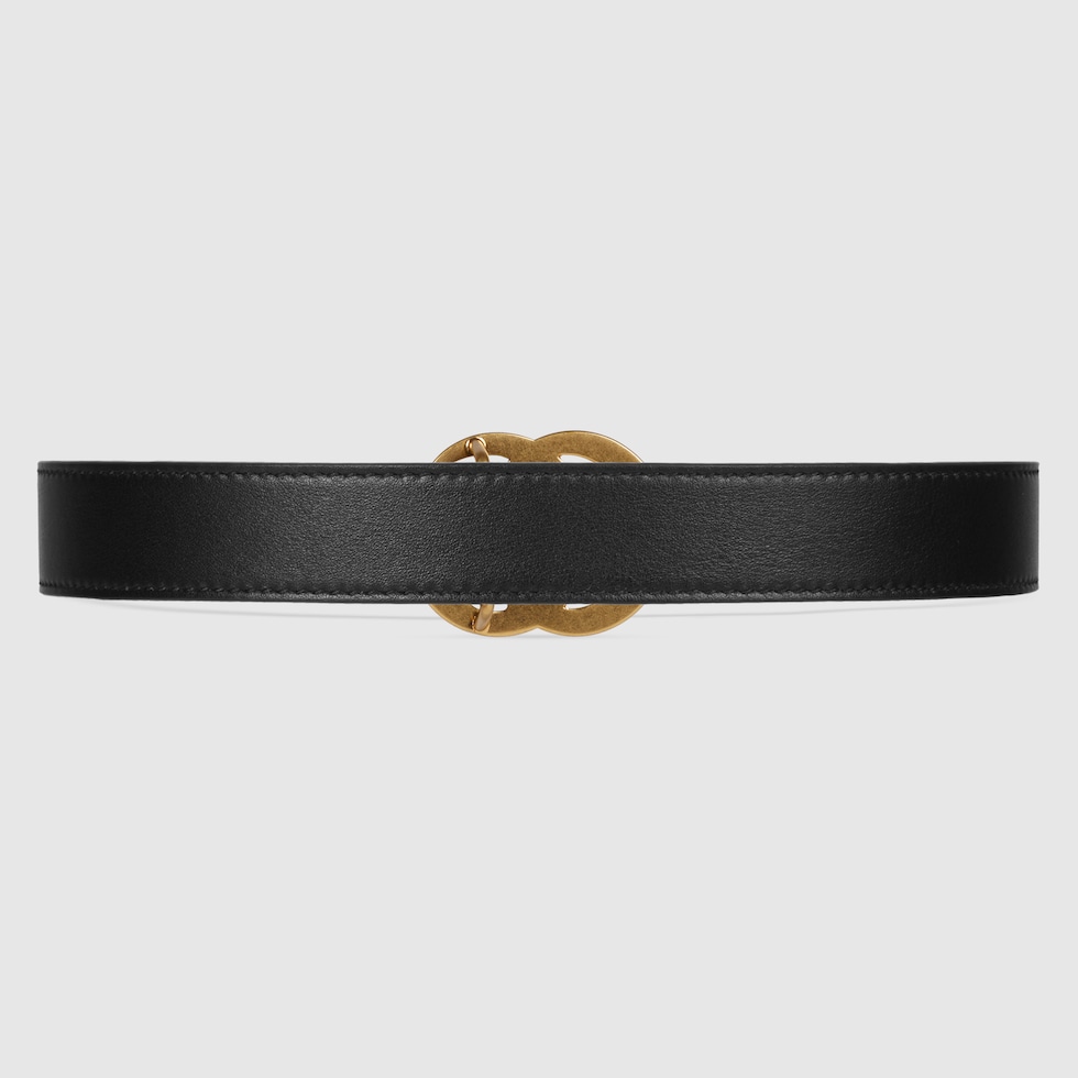 【現行✨保存袋付き】　GUCCI　ベルト　チルドレンズ　レディース　　ダブルG ダブルG スリムベルト ブラック レザー | GUCCI公式