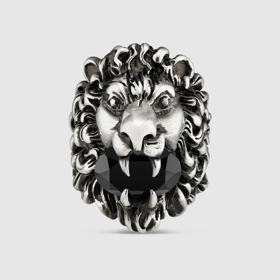 グッチ LION HEAD RING ライオンヘッド リング #10 クリスタル-www