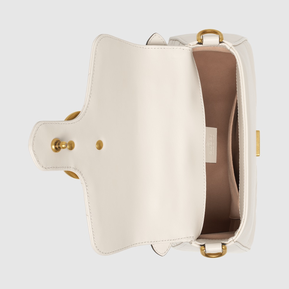 GG Marmont small top handle bag in white leather | GUCCI® SG
