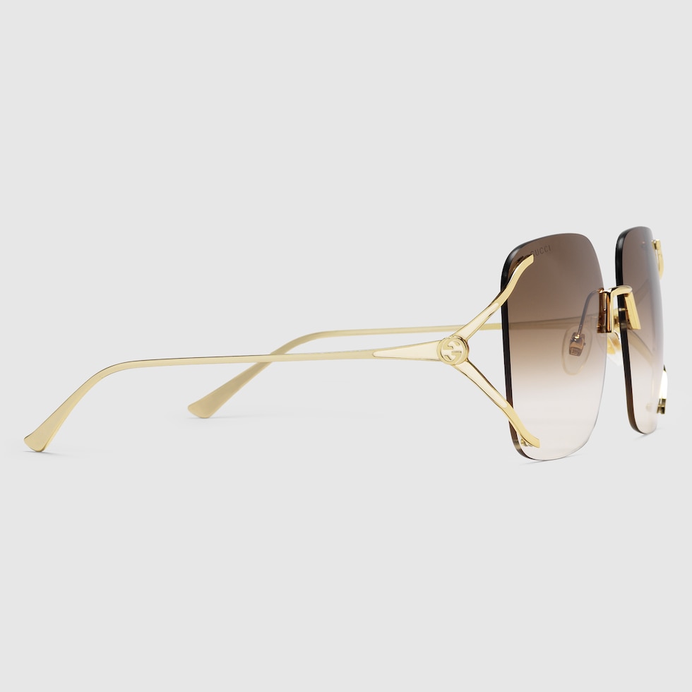 Lunettes de soleil carrees en metal en verres teintes marron GUCCI FR