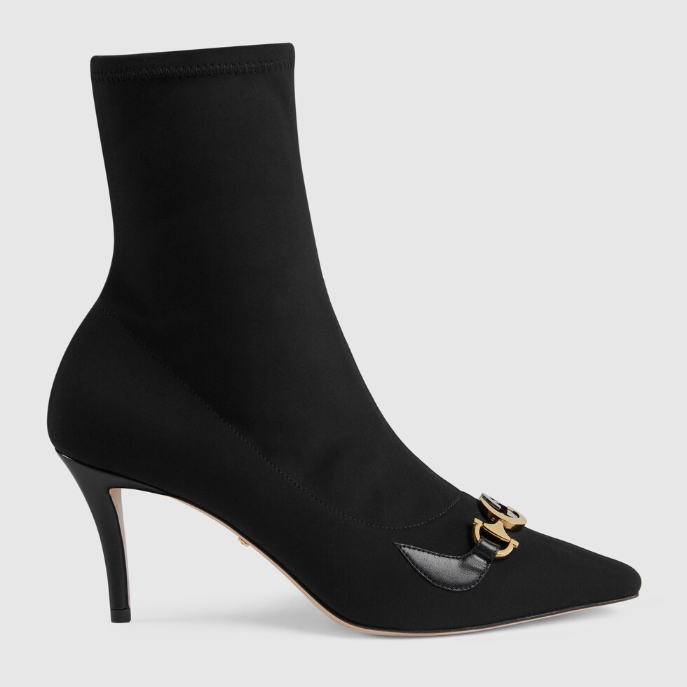 Black Stretch Fabric Gucci Zumi MidHeel Ankle Boot GUCCI® US