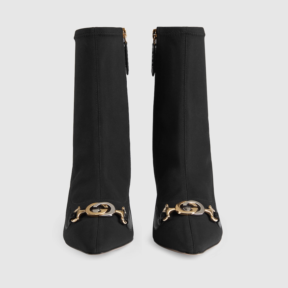 Black Stretch Fabric Gucci Zumi MidHeel Ankle Boot GUCCI® US