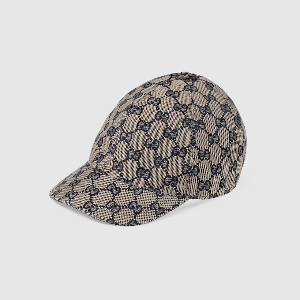Children's Original GG canvas baseball hat in beige/blue