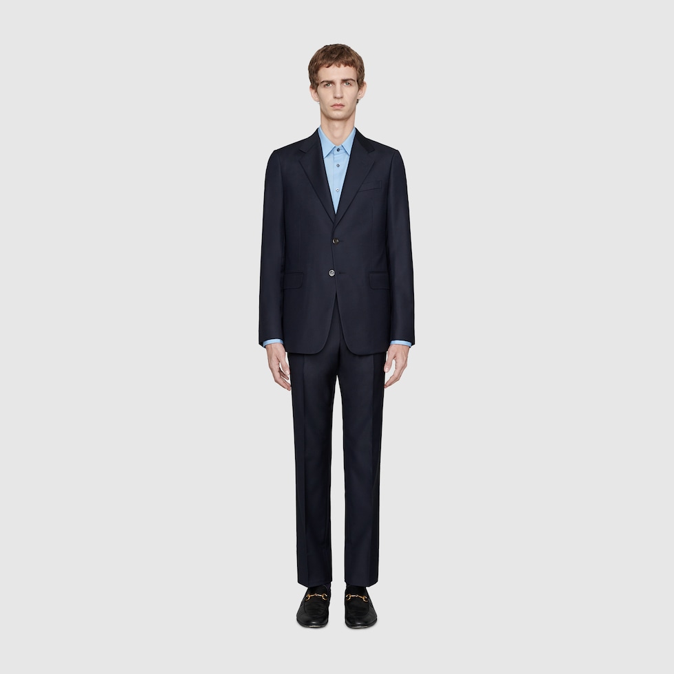 Straight fit wool suit in blue wool | GUCCI® US