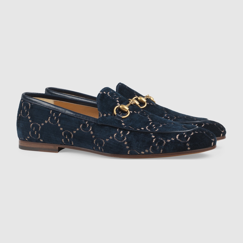 Blue GG Velvet Men s Gucci Jordaan Loafer GUCCI Australia