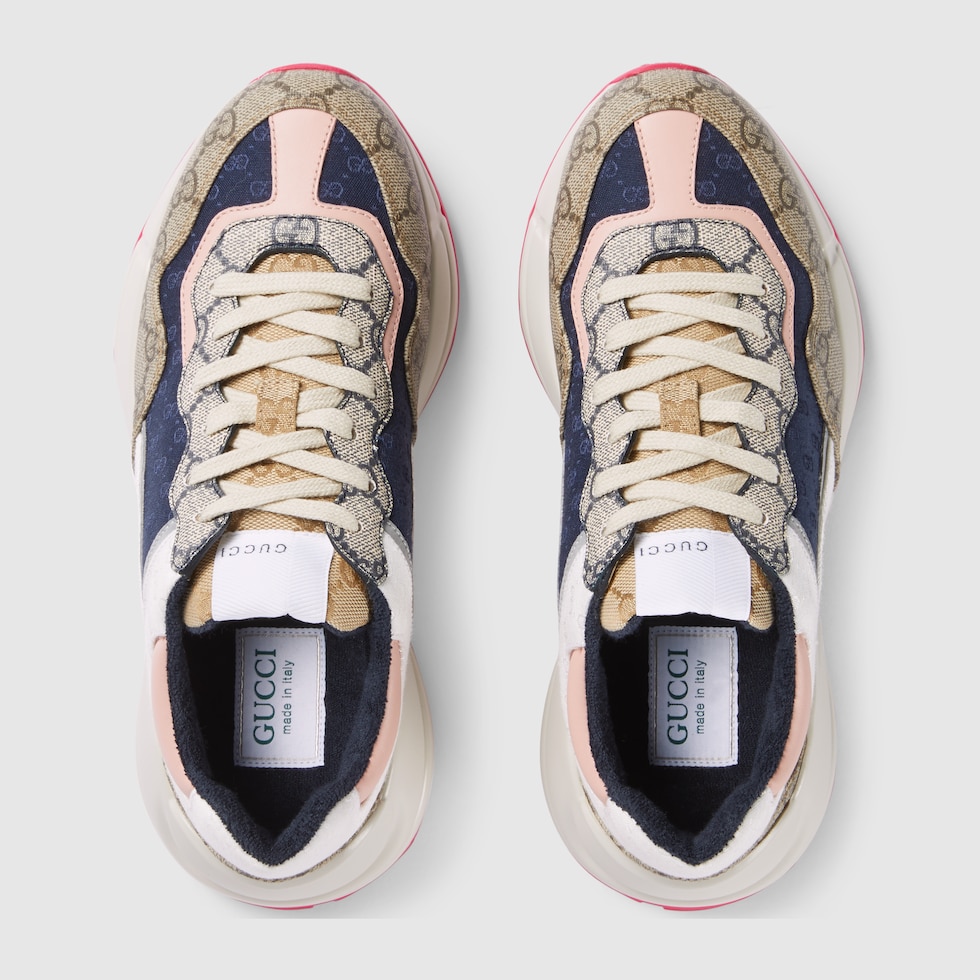 Shop Gucci Rhyton Mixed Media Sneakers