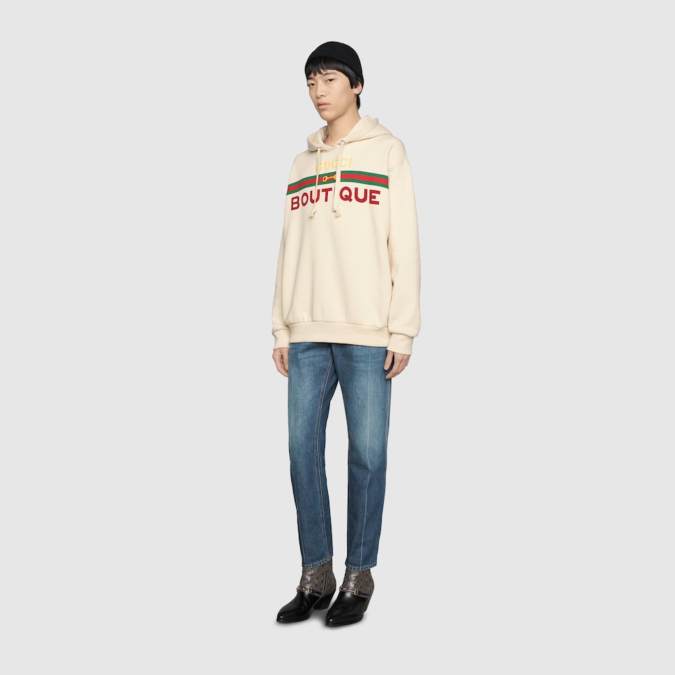 Sudadera con motivo Gucci Boutique en algod n en blanco roto