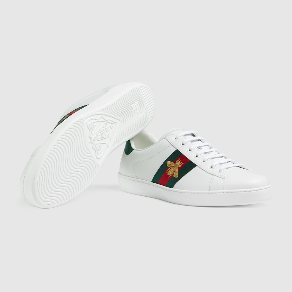 Men's Ace White Leather With Bee GUCCI® US