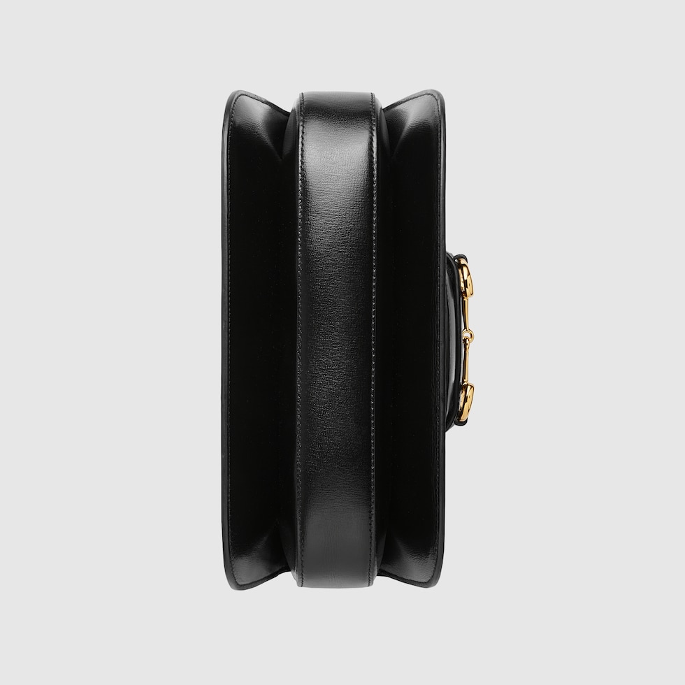 Black Leather Gucci 1955 Horsebit Shoulder Bag | GUCCI® US