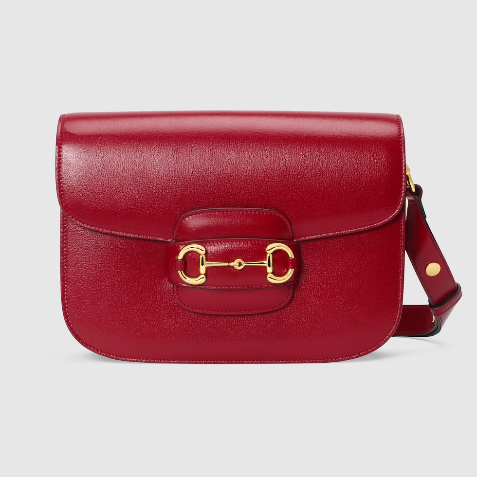 Red Leather Gucci 1955 Horsebit Shoulder Bag GUCCI UK