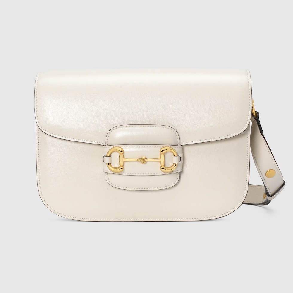 White Leather Gucci 1955 Horsebit Shoulder Bag GUCCI Australia