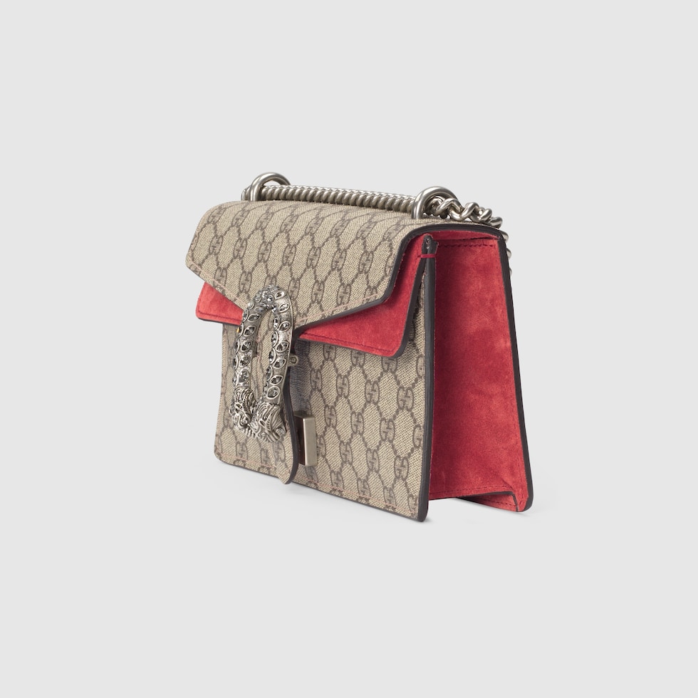 Gucci Red Leather Floral Embroidered Dionysus Shoulder Bag Gucci