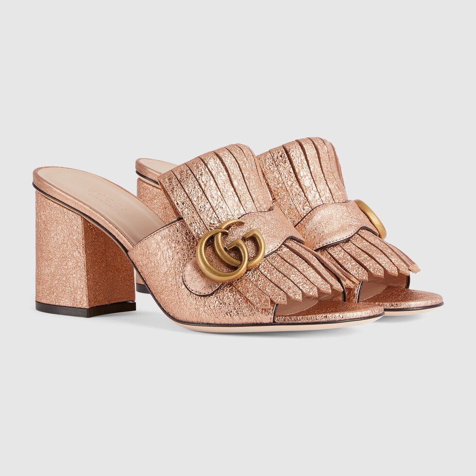 gucci pink heel slides