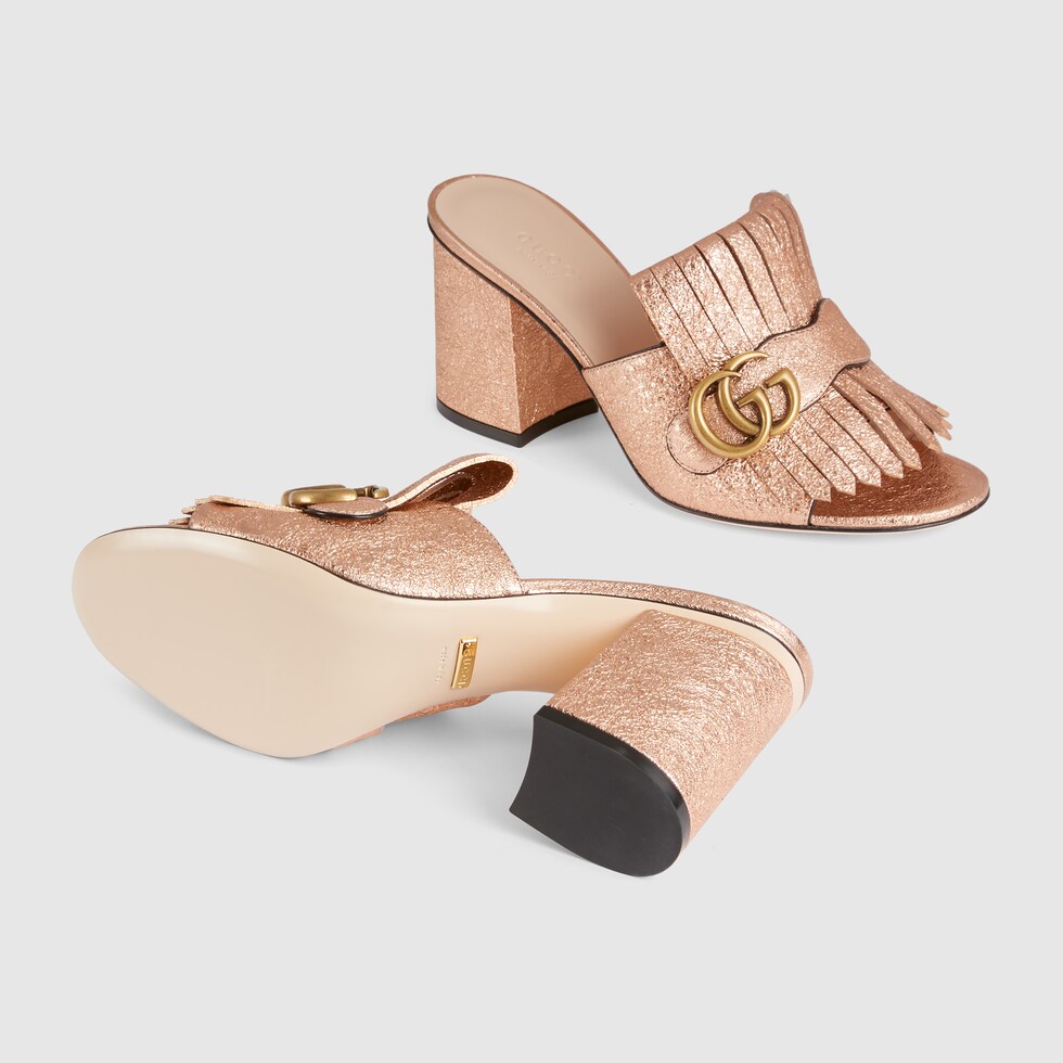 gucci pink heel slides