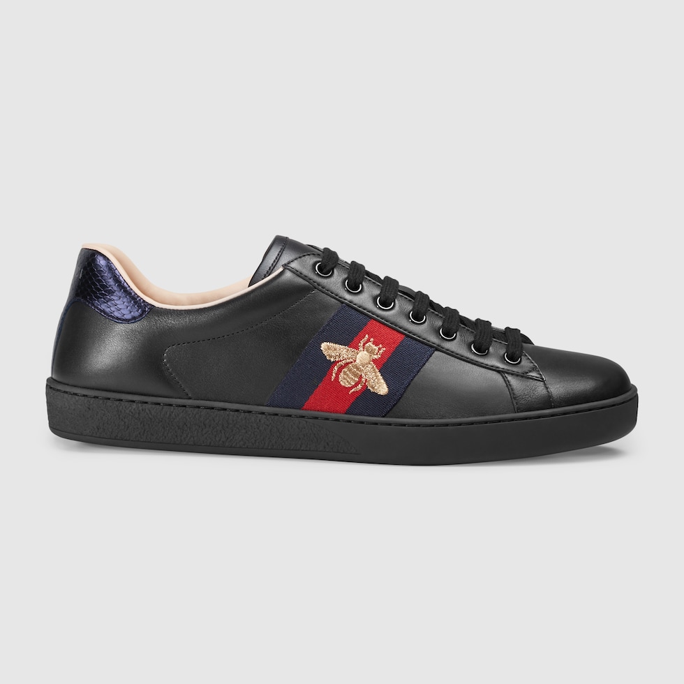 Men's Gucci Ace sneaker with Web in black leather