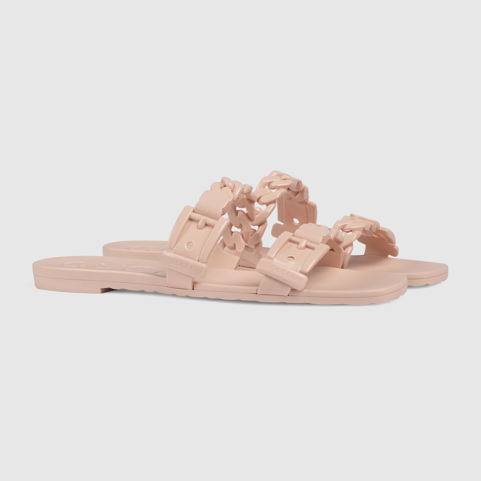 Women s slide sandal in light pink rubber GUCCI AE