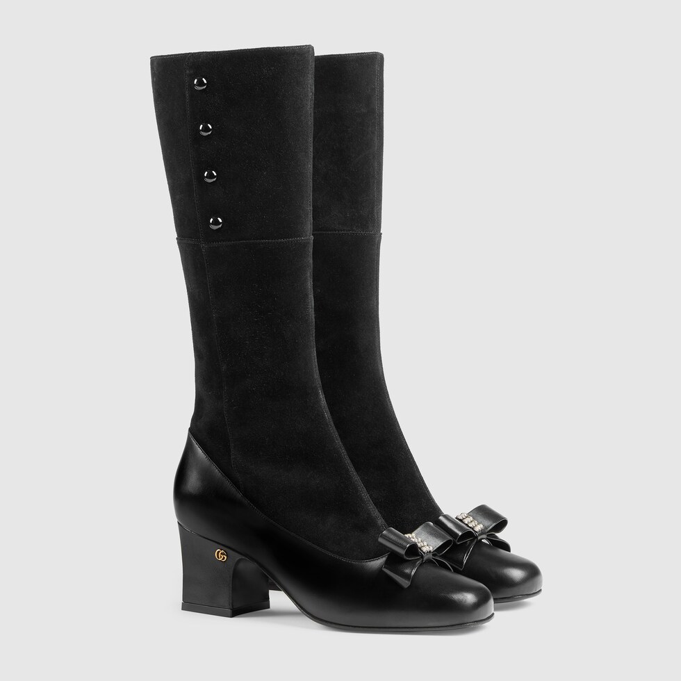 womens black mid heel boots