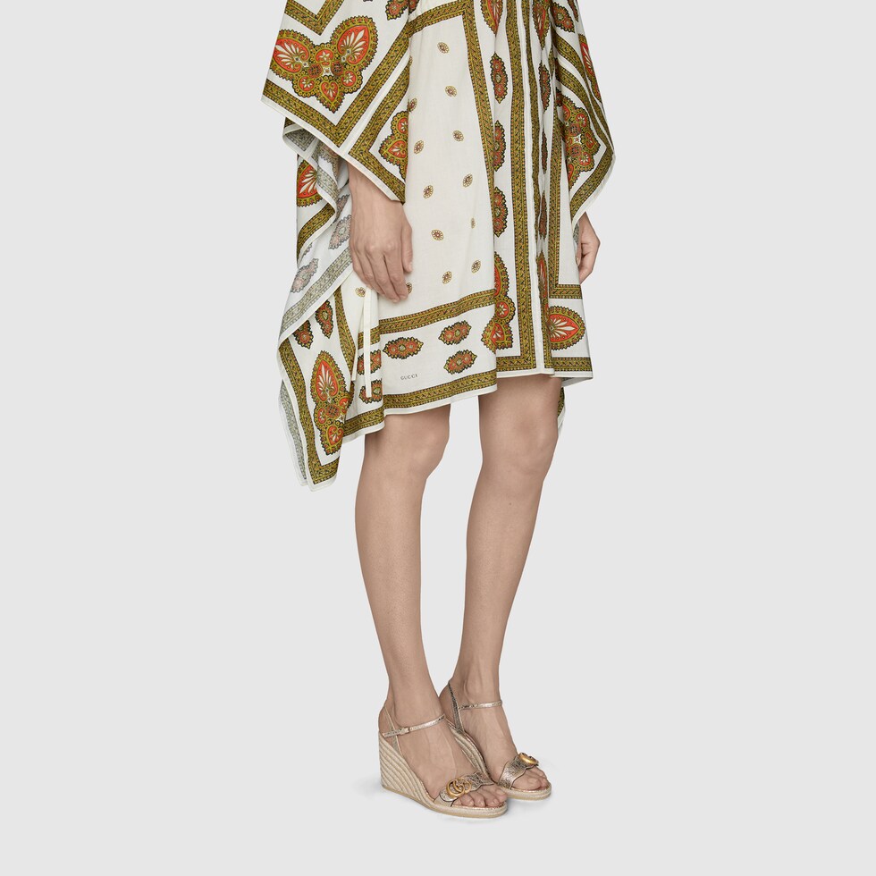 Gold Women's espadrille sandal with Double G GUCCI® AE