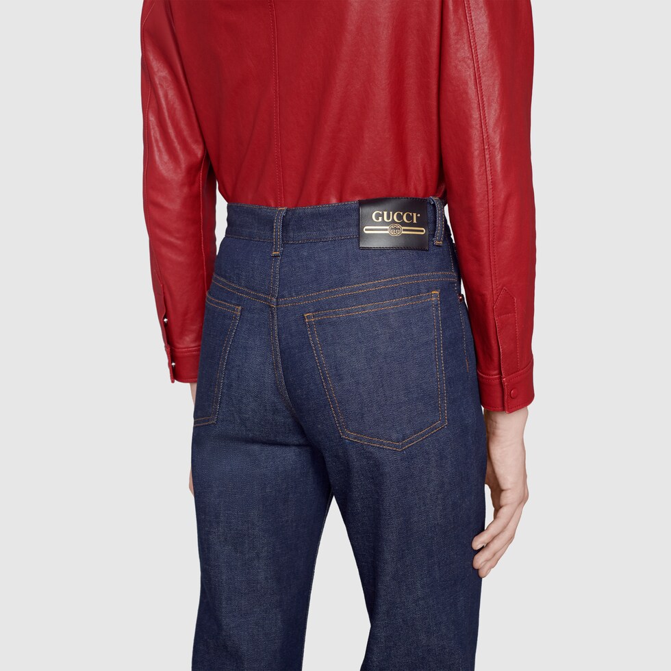 Blue Washed denim flare pant GUCCI® Canada