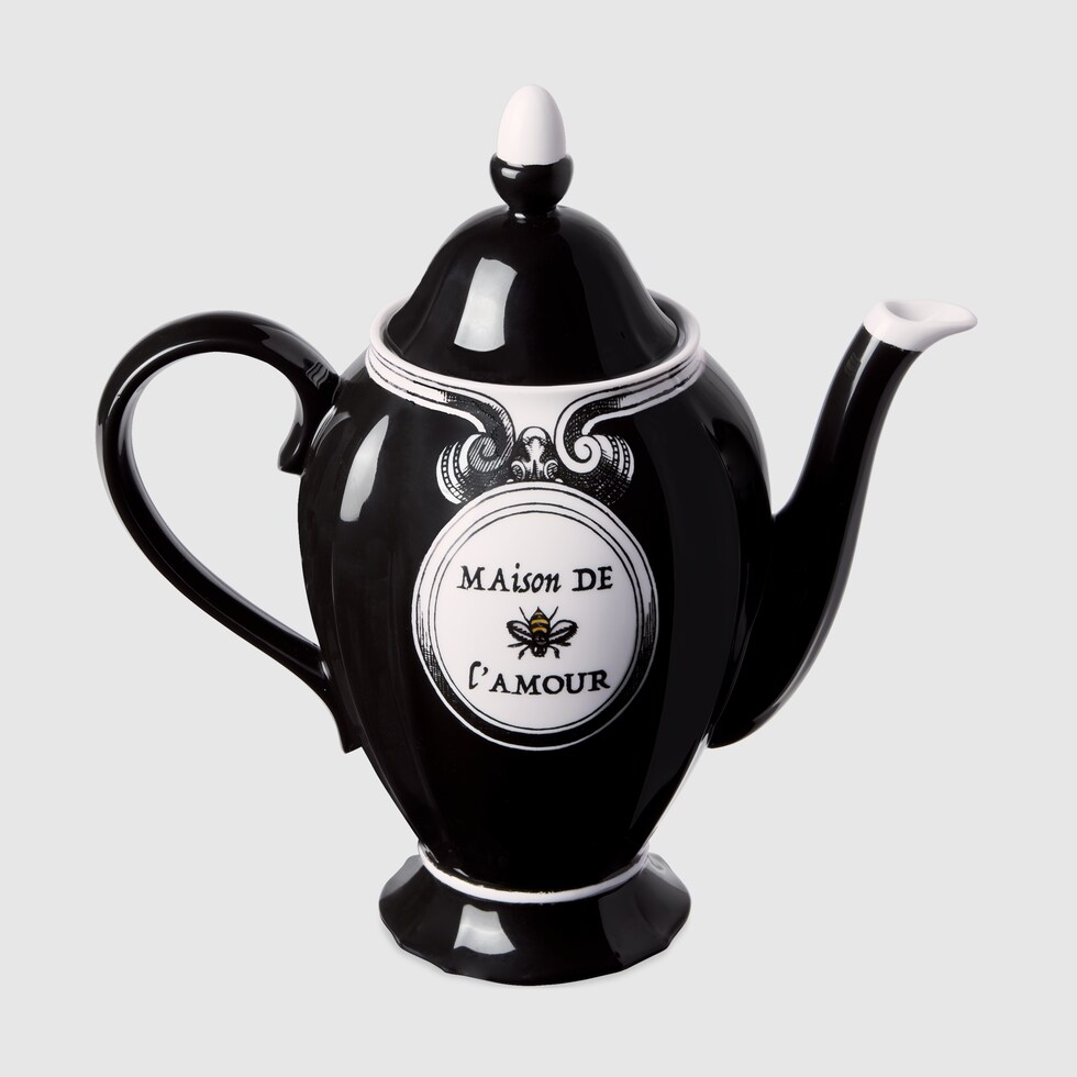 Feline print coffee pot in black Richard Ginori porcelain GUCCI® US