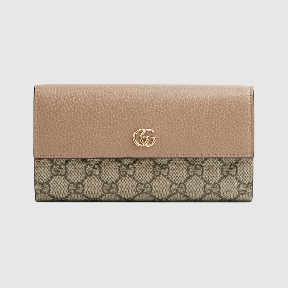 もらって嬉しい出産祝い wallet continental bi-color Marmont GG in leather pink dusty 小物