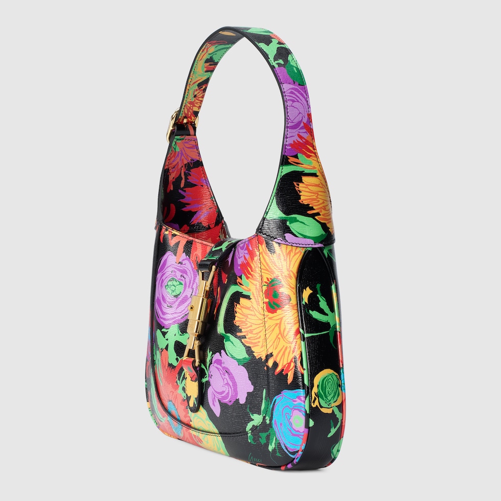 Ken Scott print Jackie 1961 small shoulder bag in black leather GUCCI® UK