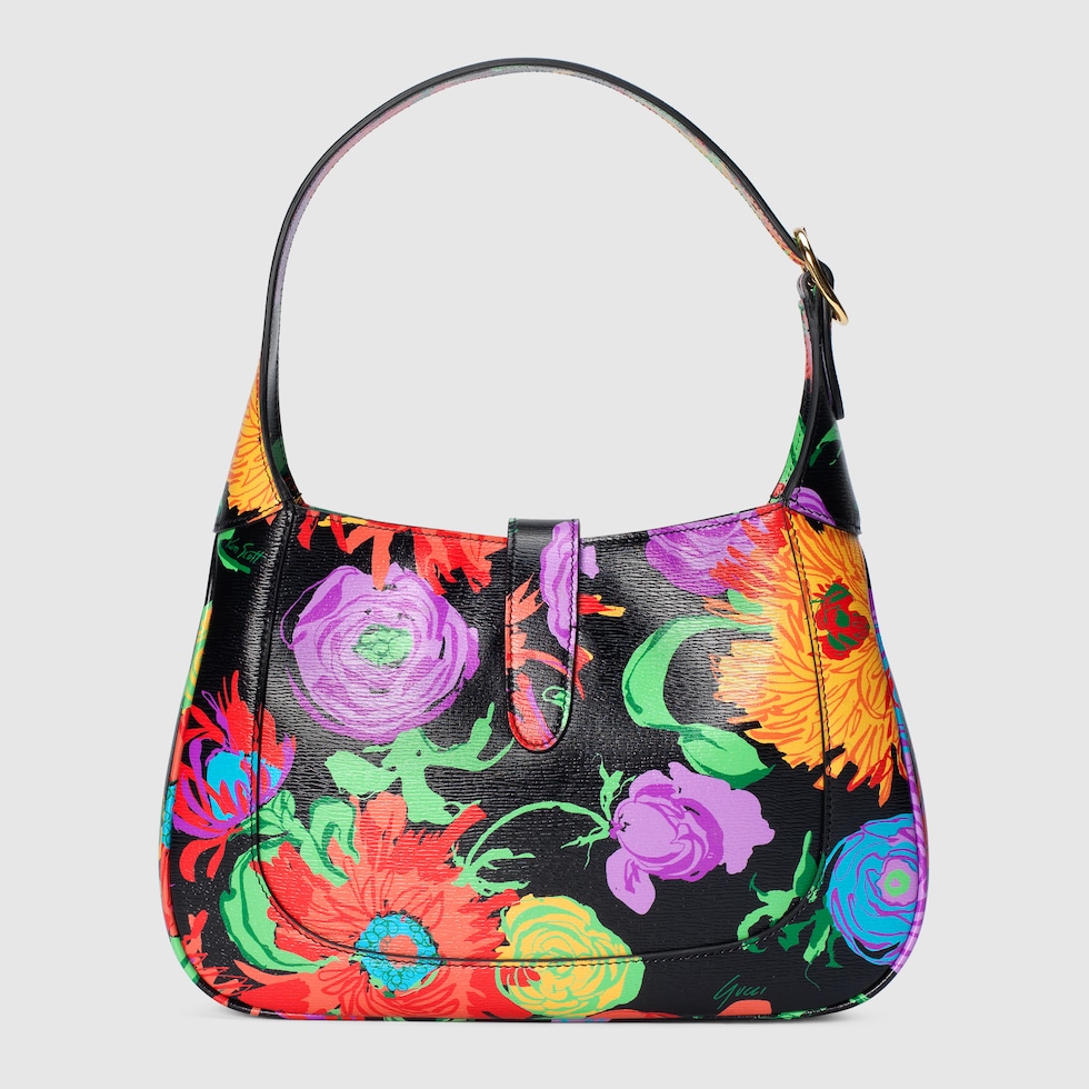 Ken Scott print Jackie 1961 small shoulder bag in black leather GUCCI® UK