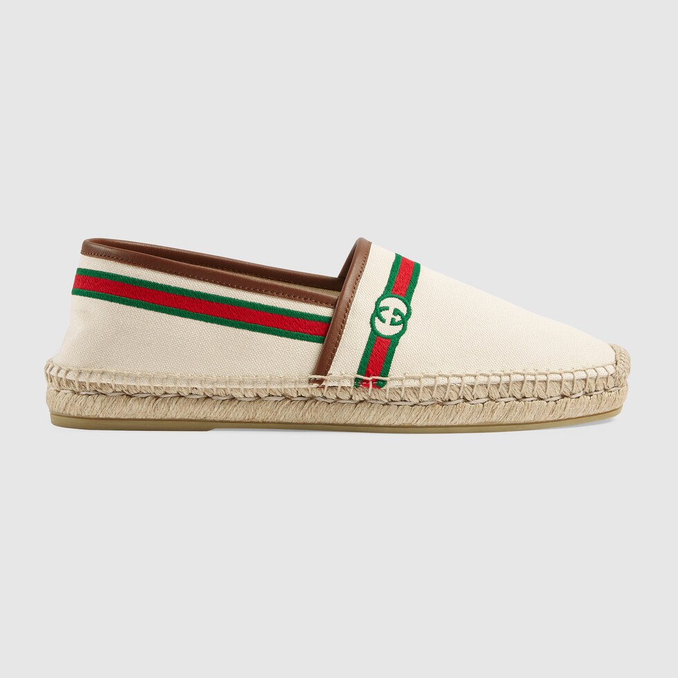 Men s espadrille with embroidery in white canvas GUCCI