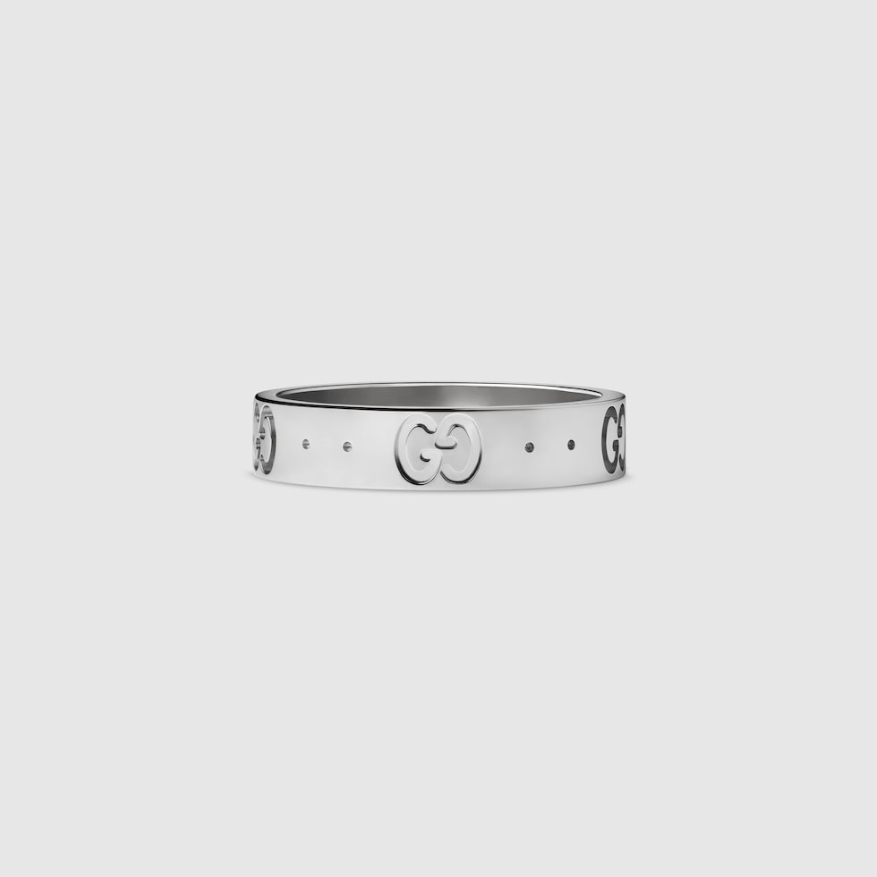 Icon thin 18k ring in white gold | GUCCI® US