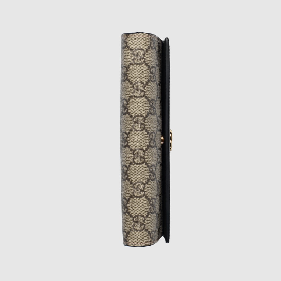 GG Marmont bi-color chain wallet in black leather and GG
