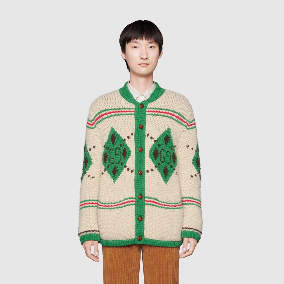 Gucci Jacquard Furry Knit Cardigan main image 0