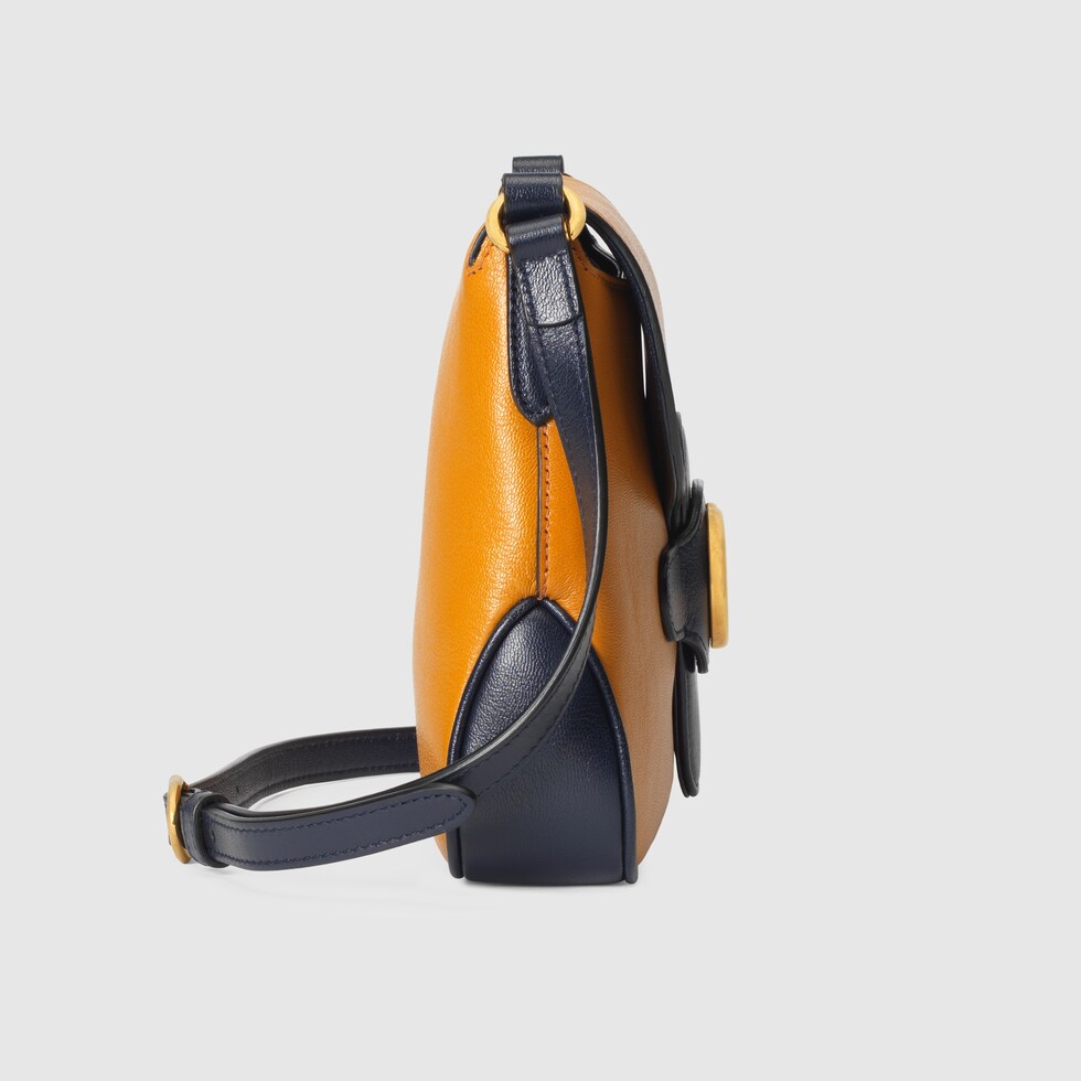 Small messenger bag with Double G in burnt orange leather GUCCI® UK