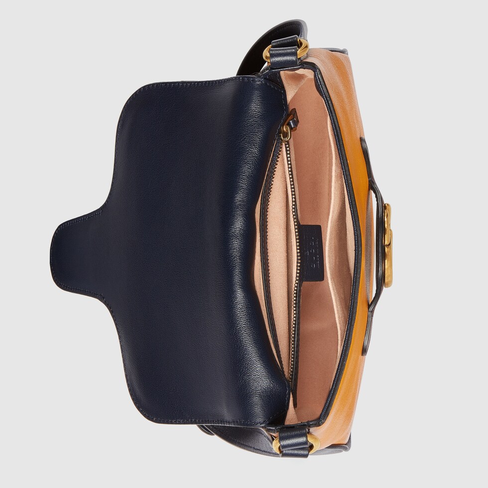 Small messenger bag with Double G in burnt orange leather GUCCI® UK