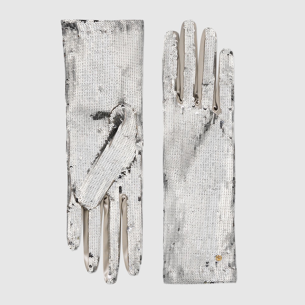 Sequin gloves in dark grey GUCCI® SI