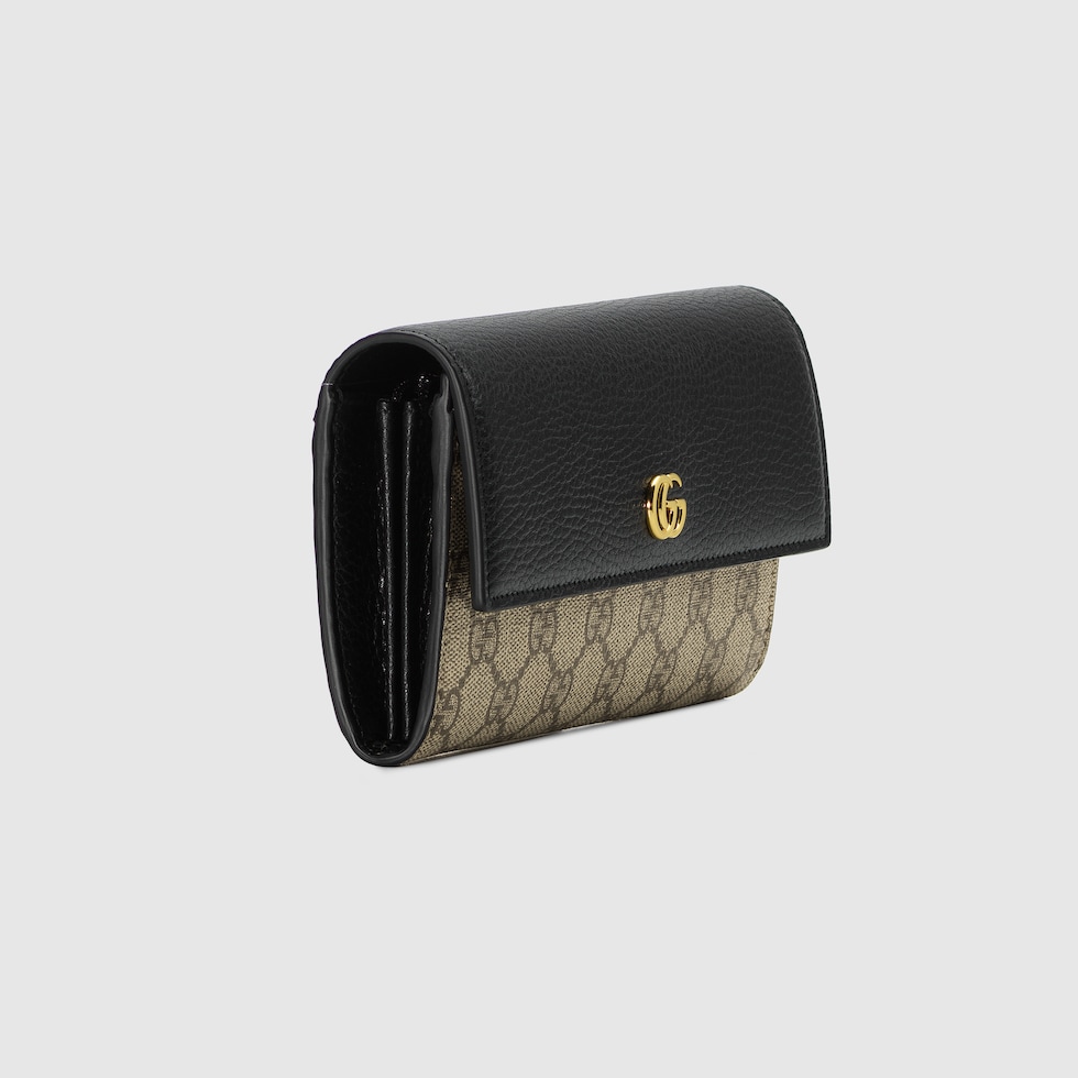 GG Marmont bi-colour continental wallet in black leather and