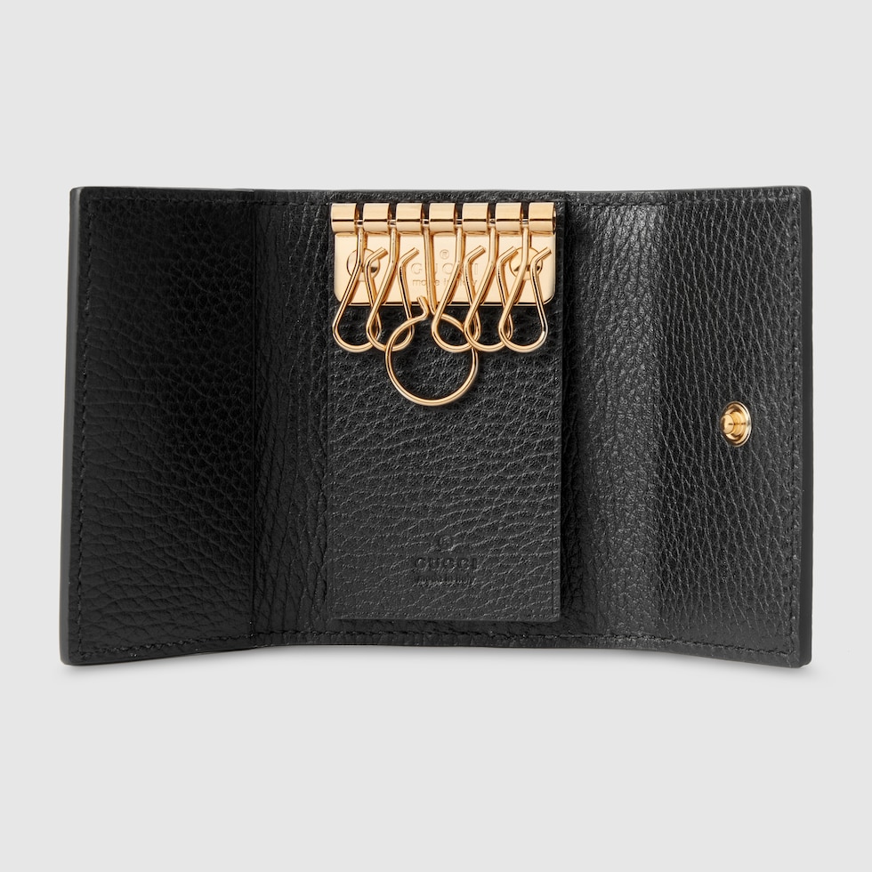 GG Marmont bi color key case in black leather and GG Supreme GUCCI