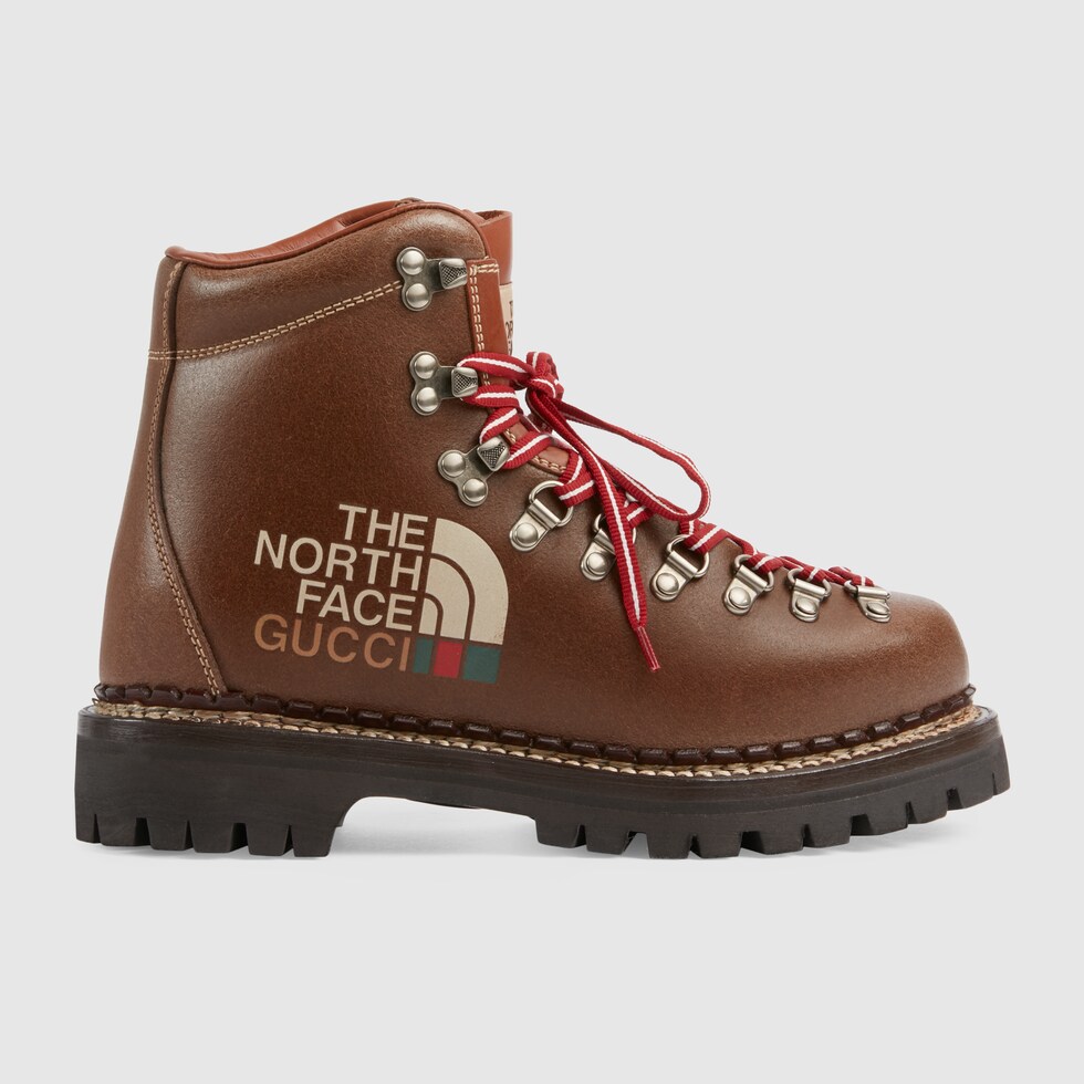 The North Face x Gucci women s ankle boot in brown leather GUCCI