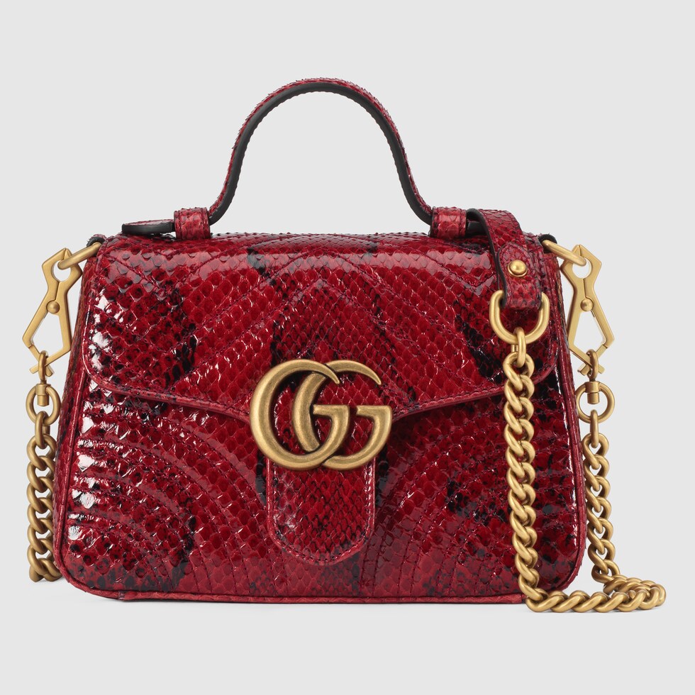 GG Marmont python mini top handle bag in red GUCCI® AE