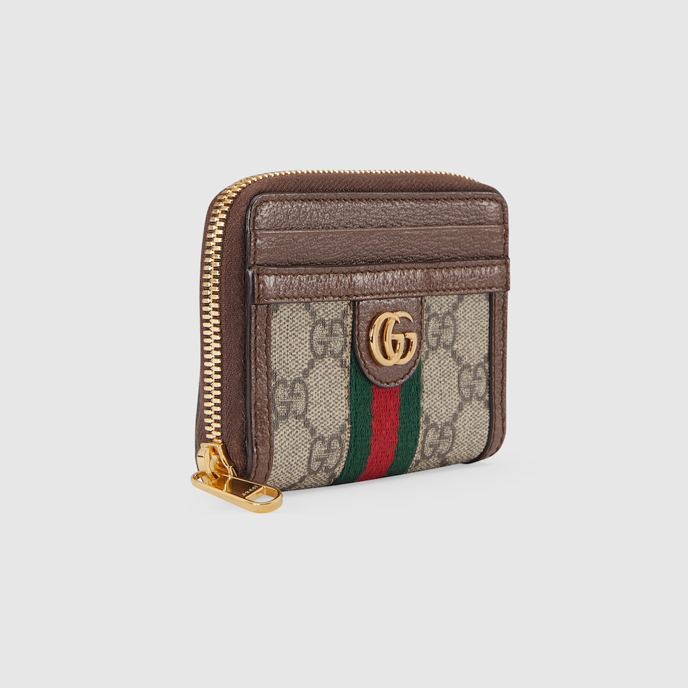 Ophidia card case wallet in GG Supreme and brown leather GUCCI US