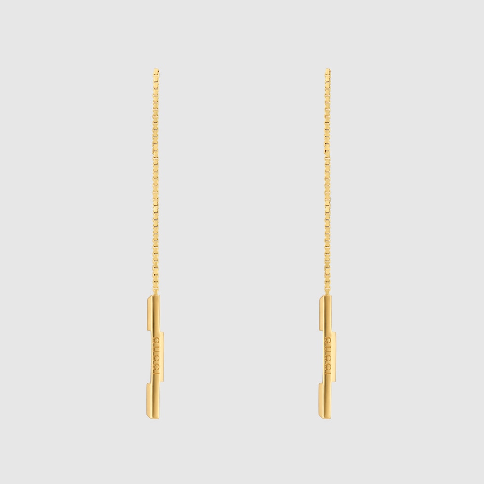 Gucci Link to Love chain earrings with 'Gucci' bar in 18k