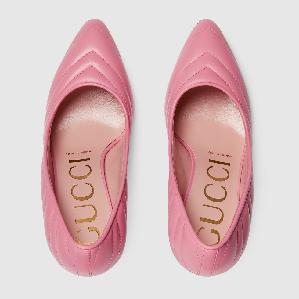 Womens matelassé pump in pastel pink leather GUCCI® UK