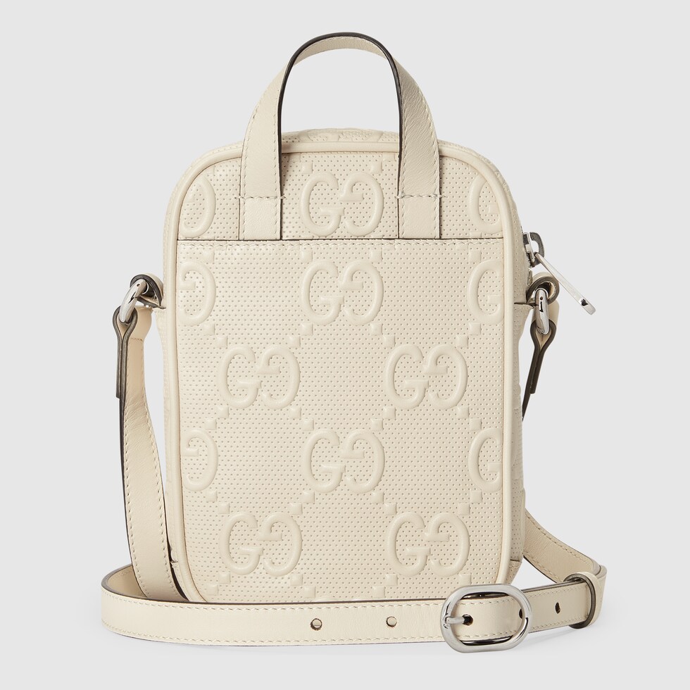 GG embossed mini bag in white leather GUCCI® RO