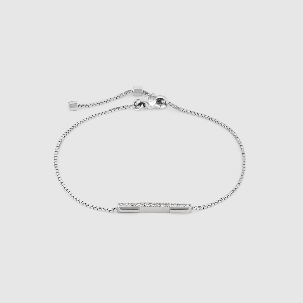 Gucci Link to Love diamond 18k bracelet in 18k white gold | GUCCI® CA