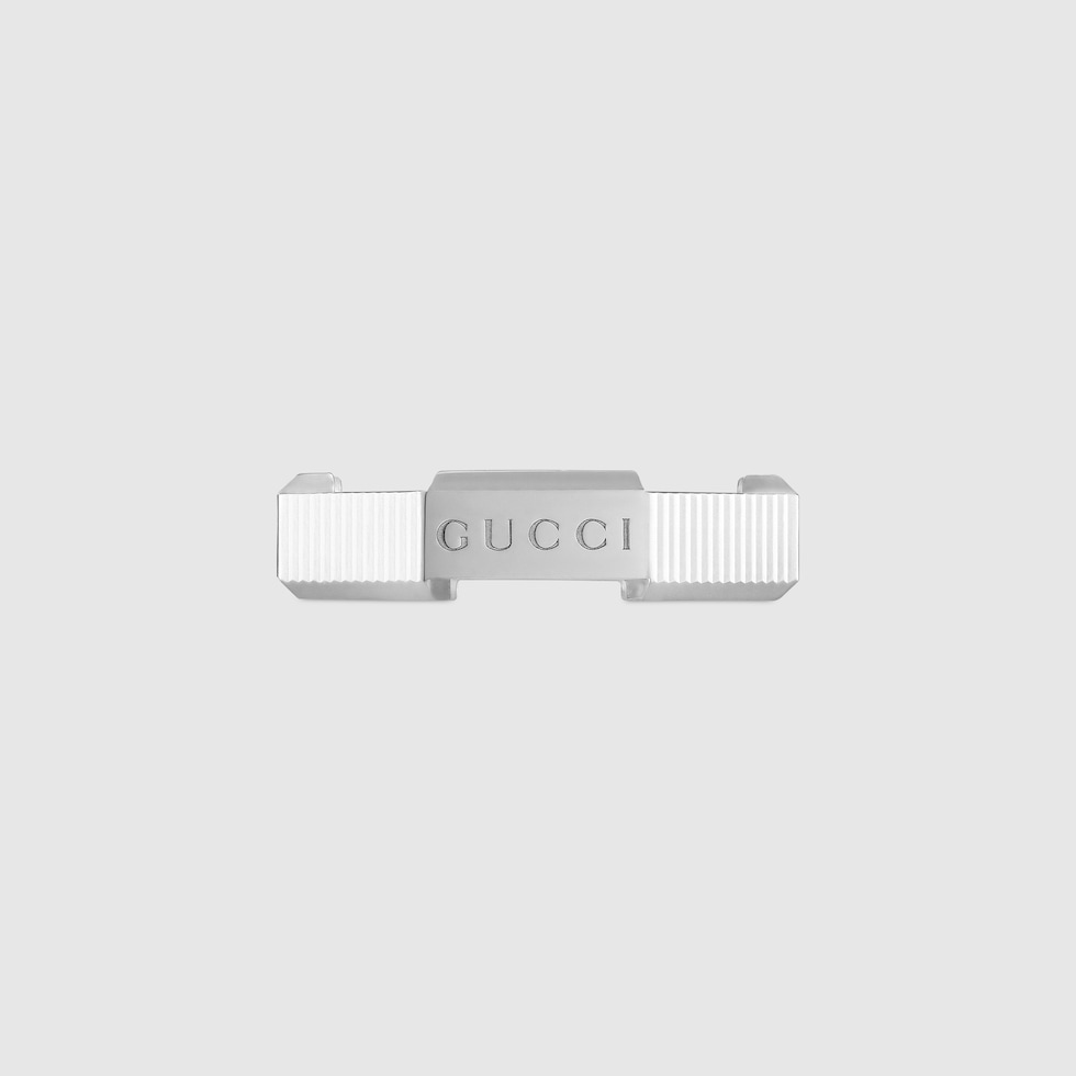 Gucci Link to Love striped ring in 18k white gold GUCCI® SG