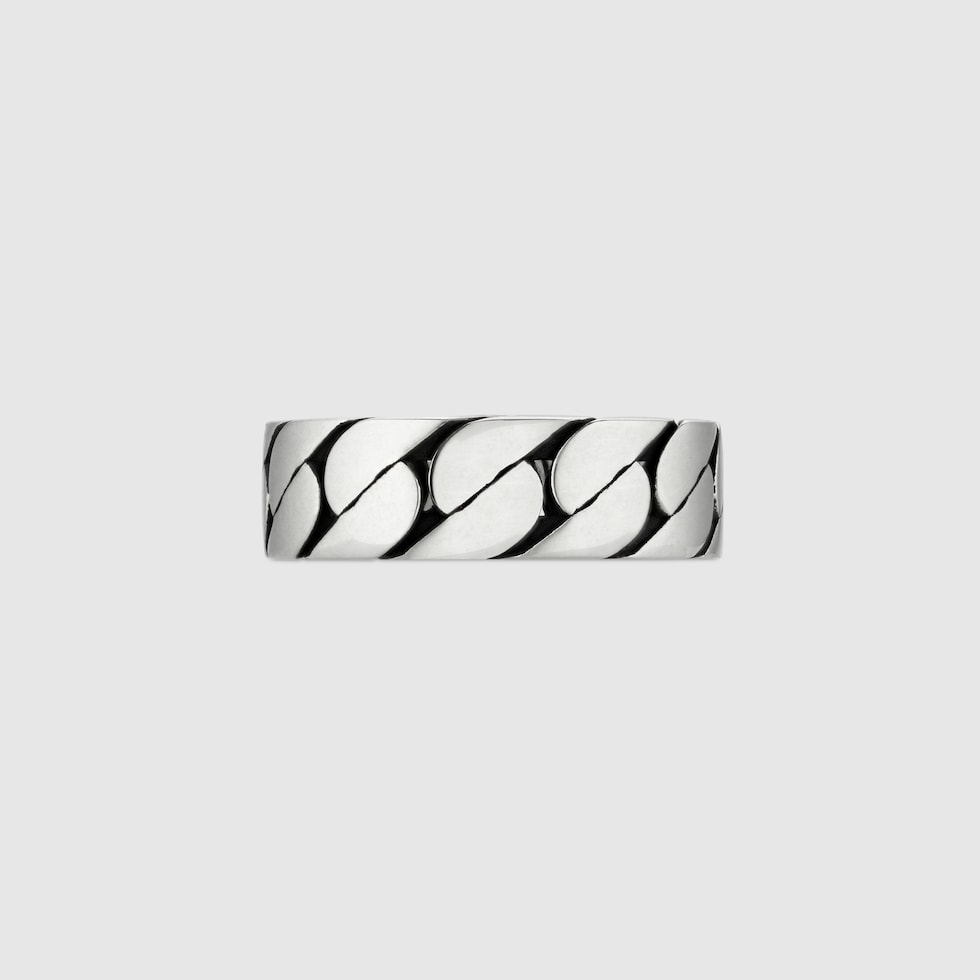 Wide Gucci Interlocking ring in 925 sterling silver | GUCCI® US Wide Gucci Interlocking ring in 925 sterling silver | GUCCI® US